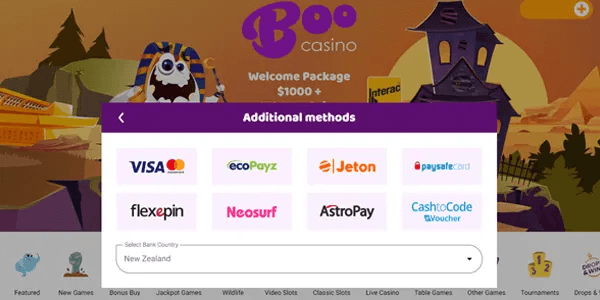 Payments & Withdrawal Boo Casino